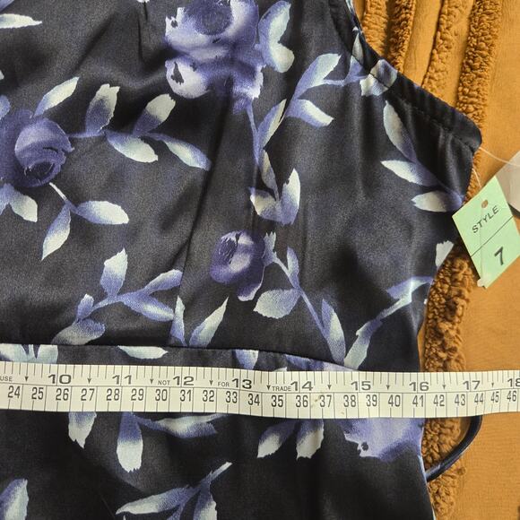 DBY Ltd. Vintage Deadstock 90s Y2K Whimsigoth Satin Babydoll Floral Maxi Dress 7 - Picture 8 of 9